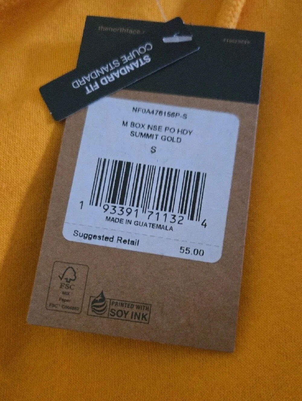 Nwt The North Face Men's Golden Yellow Pullover Hoodie Sz S